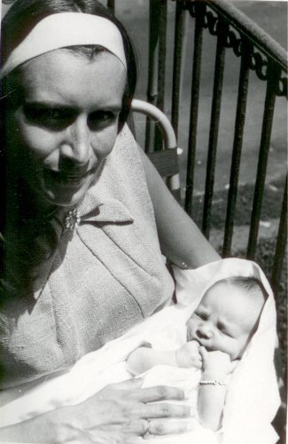 Heidelise Als with her newborn son Christopher